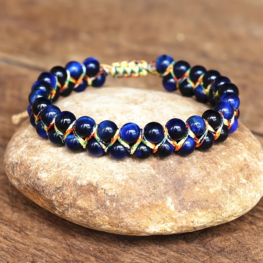 Colorful Beads Natural Stones Yoga Bracelet Handmade Braided - Temu