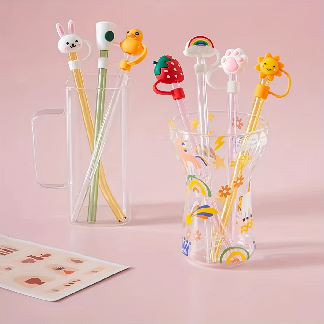 Christmas Series Straw Reusable Dustproof Silicone Straw - Temu