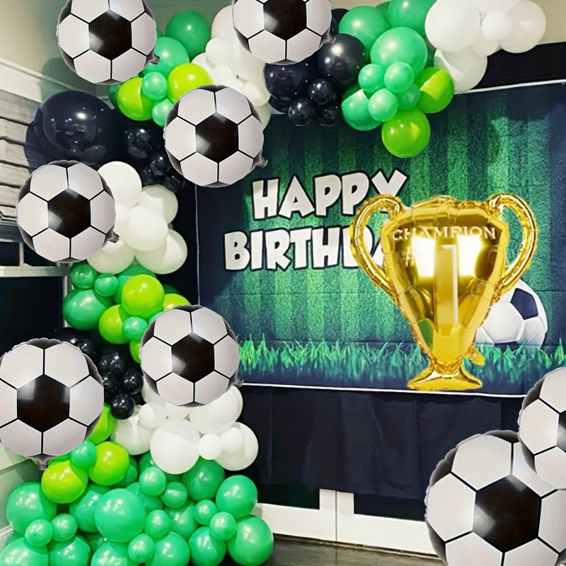 35 globos de pelota de fútbol, globos de látex de cumpleaños de fútbol  negro y blanco para niños, suministros de decoración de fiesta de fútbol  para