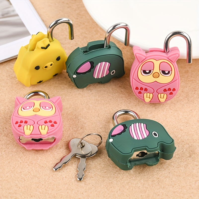 1Pcs Cat Shape Metal Mini Padlock Small Luggage Box Key Lock with Key Bag  Suitcase Decor