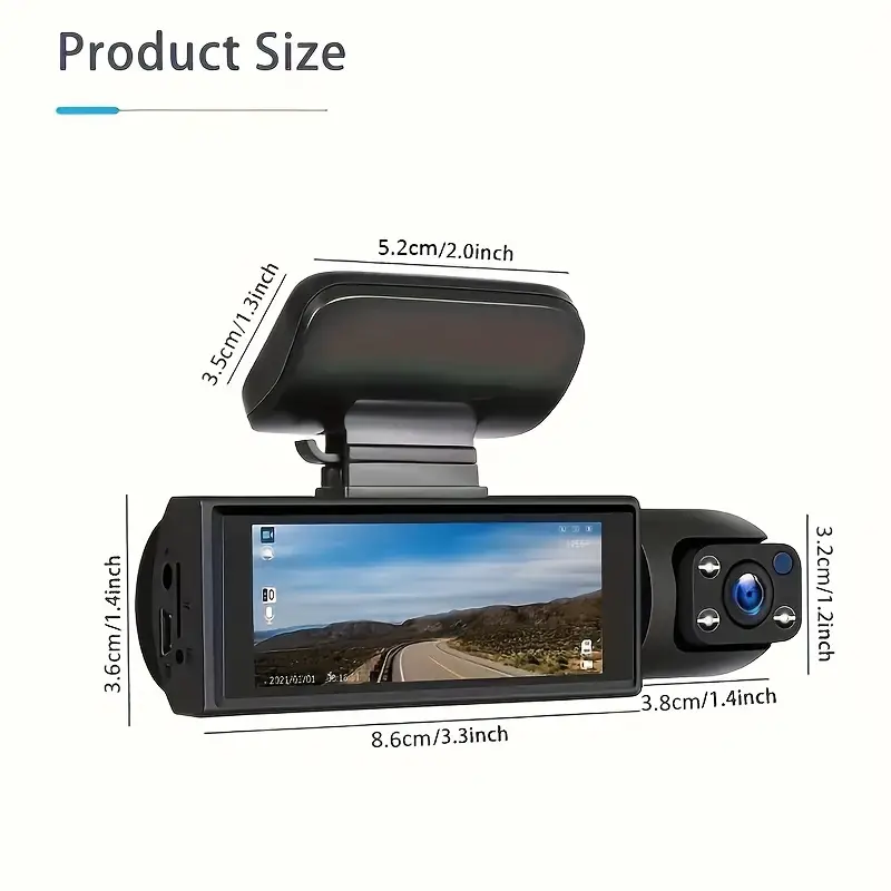 Dash Camera Front And Inside 3.16inchdash Cam 1080p G Sensor - Temu
