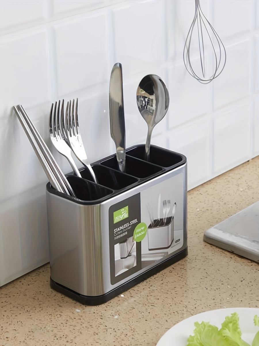 Stainless Steel Kitchen Utensil Set with Storage Rack 