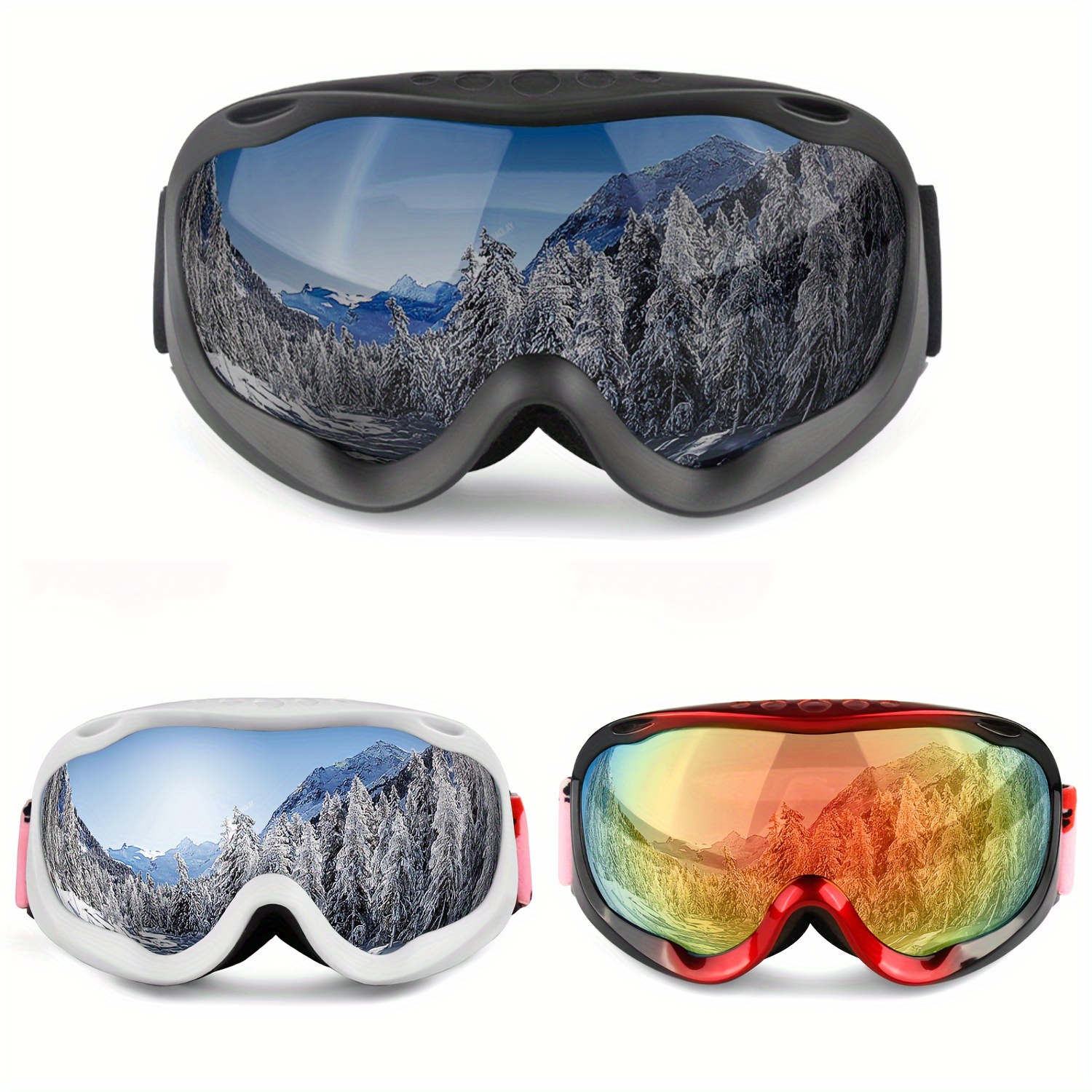 Gafas de esquí para nieve de invierno, lentes antiniebla, UV, Snowboard,  motos