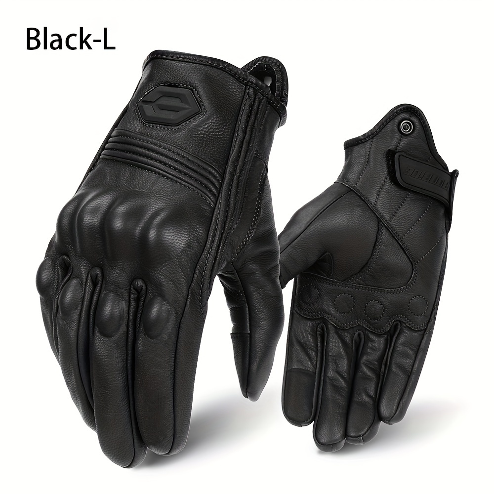 Knuckle Protection PU Leather Motorcycle Gloves
