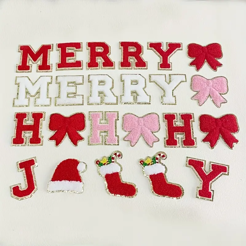 Heat Chenille Letter Patches Iron On Red White Christmas - Temu
