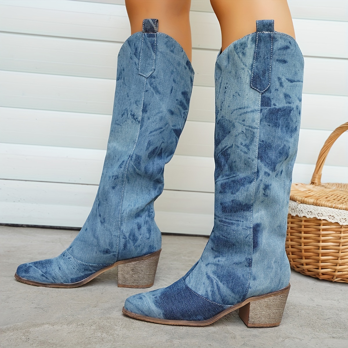 Denim on sale cowboy boots