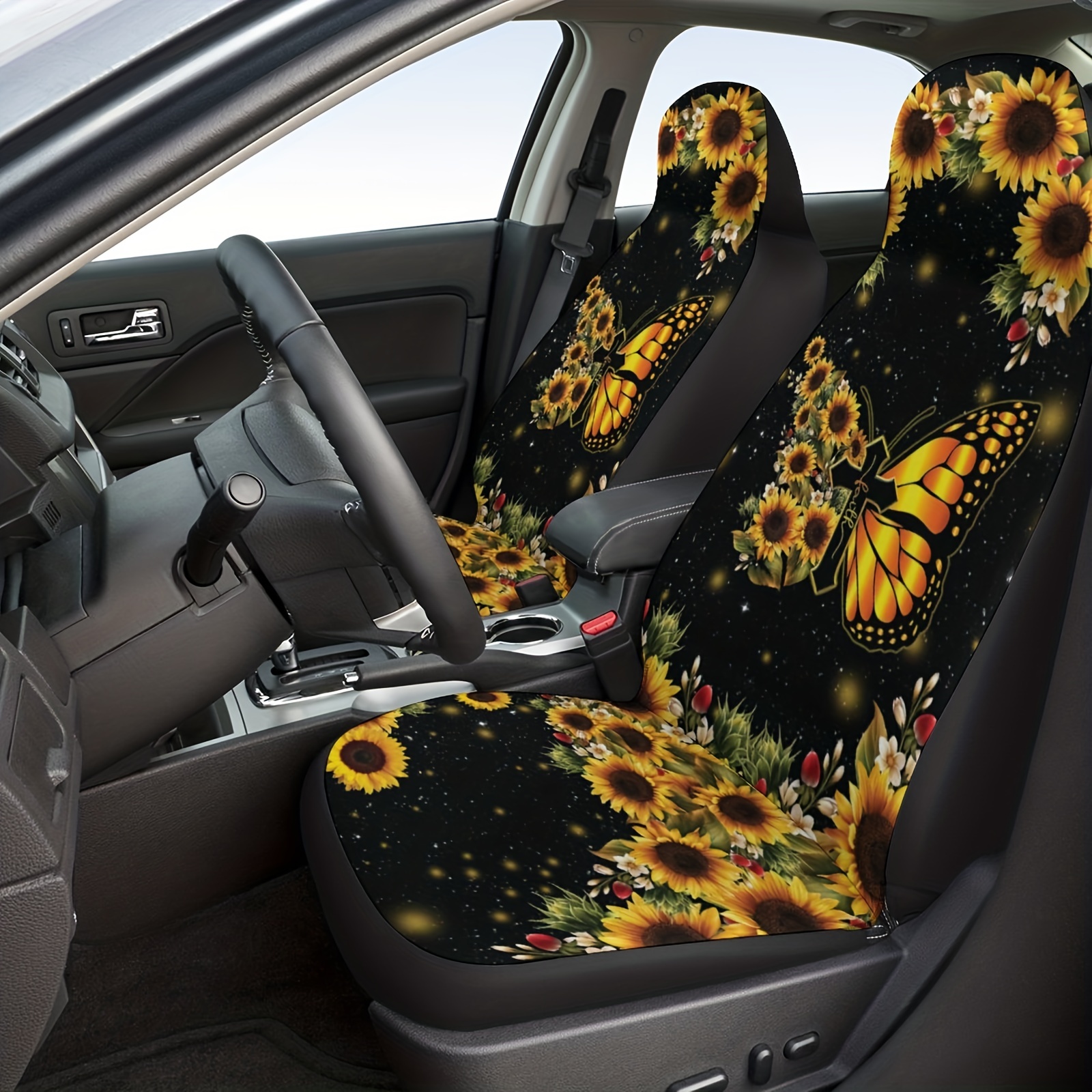 Butterfly Sunflower Car Seat Cover Front Seats Bucket Seat - Temu