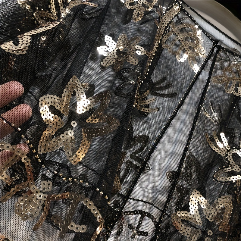 Vintage Sequin Embroidery Shawl Ruffles Cape