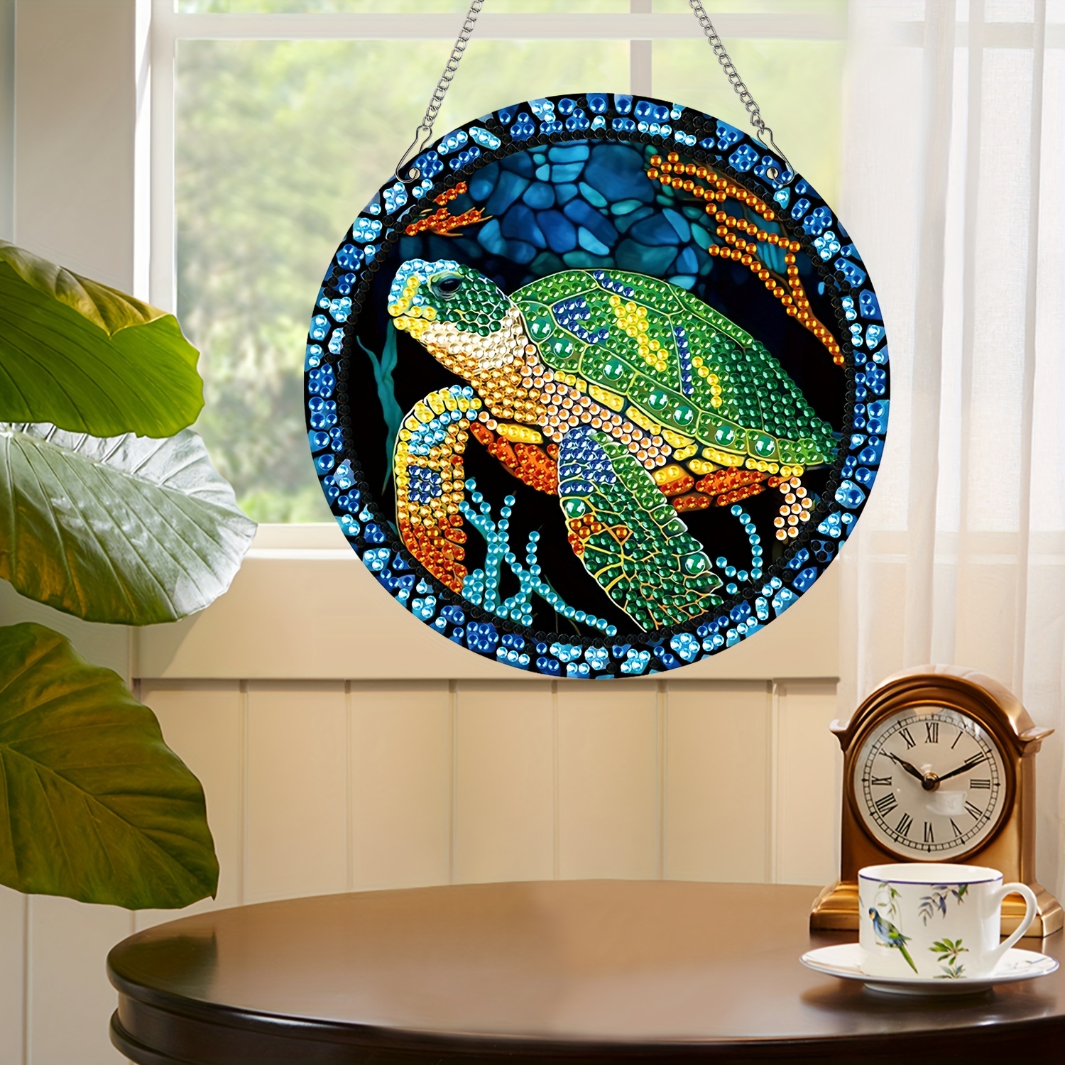 5D Diamond Painting Kits Sea Turtle Stained Glass DIY Diamond Full Round  Drill Diamond Art Painting for Adults with Accessories for Home Wall Decor