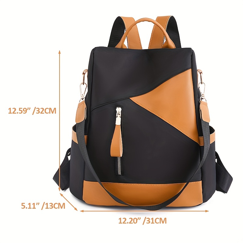 Simple Color Contrast Large Capacity Preppy Backpack, Nylon Lightweight  School Campus Daypack, Fashion Travel Commuter Bag - Temu