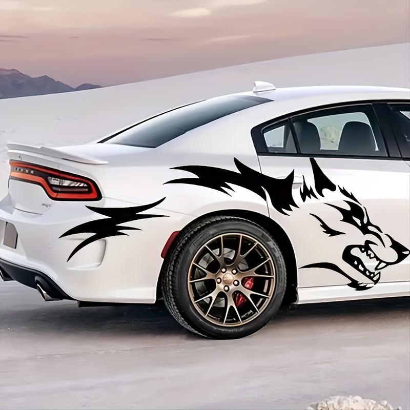 

2pcs Wolf Totem Car Universal Side Door Wolf Pattern Waterproof Sticker Decal Coyote Head Wolf Contour Decal Sticker Tribal Tattoo Kit | Vinyl Decal