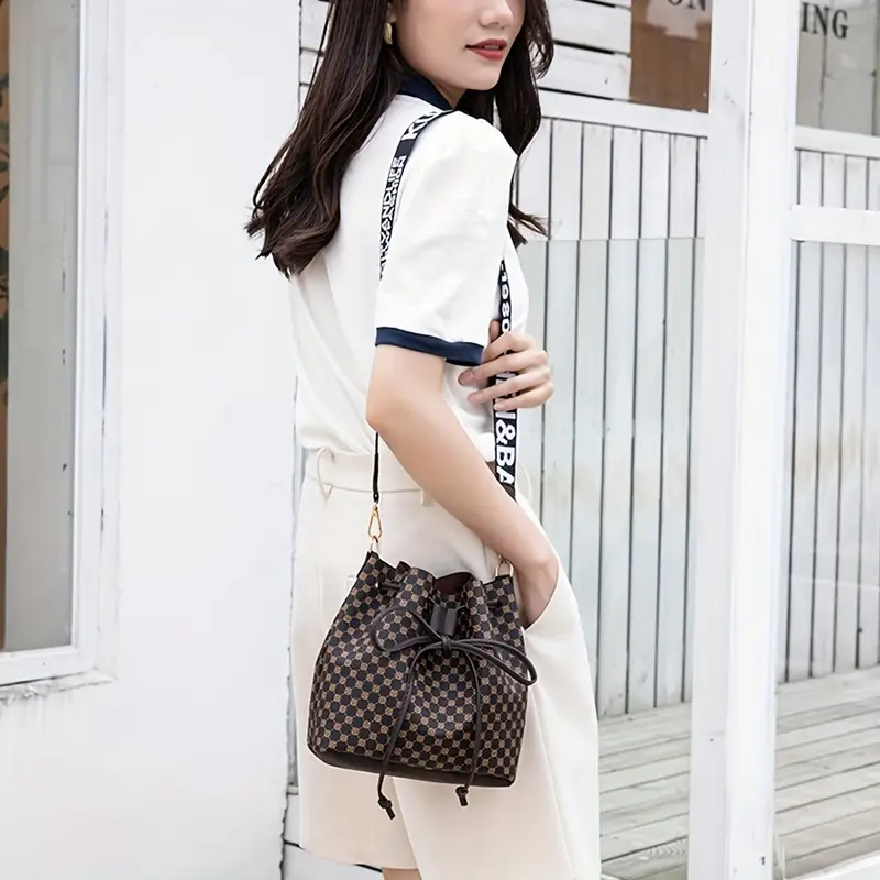 bucket bag random print womens large capacity tide personality drawstring commuter bag fashion trendy shoulder crossbody bag details 7
