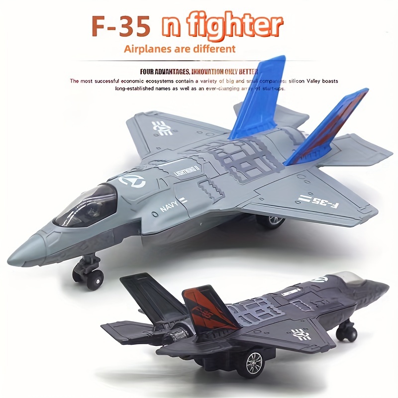 Juguete de avión F35, juguete de avión de combate para niños, chorros de  juguete para tirar, modelo de aviones fundido a presión con luz y sonido