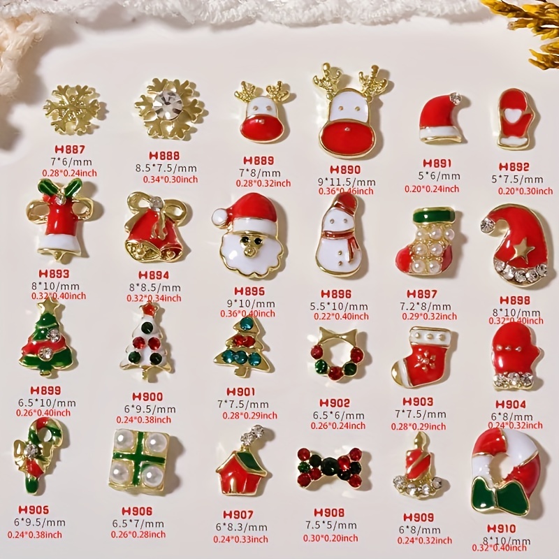 Radom christmas Nail Art Charms alloy Santa Claus Christmas - Temu