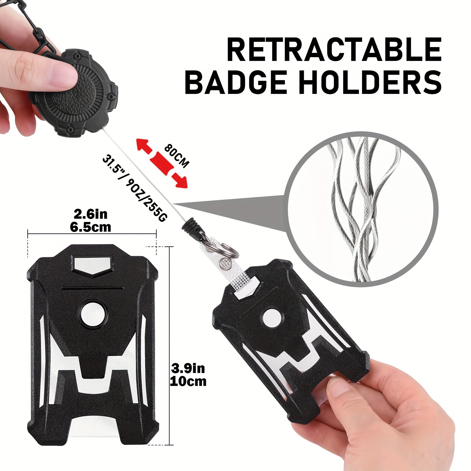 Retractable Badge Holder Heavy Duty Carabiner Keychain - Temu Canada