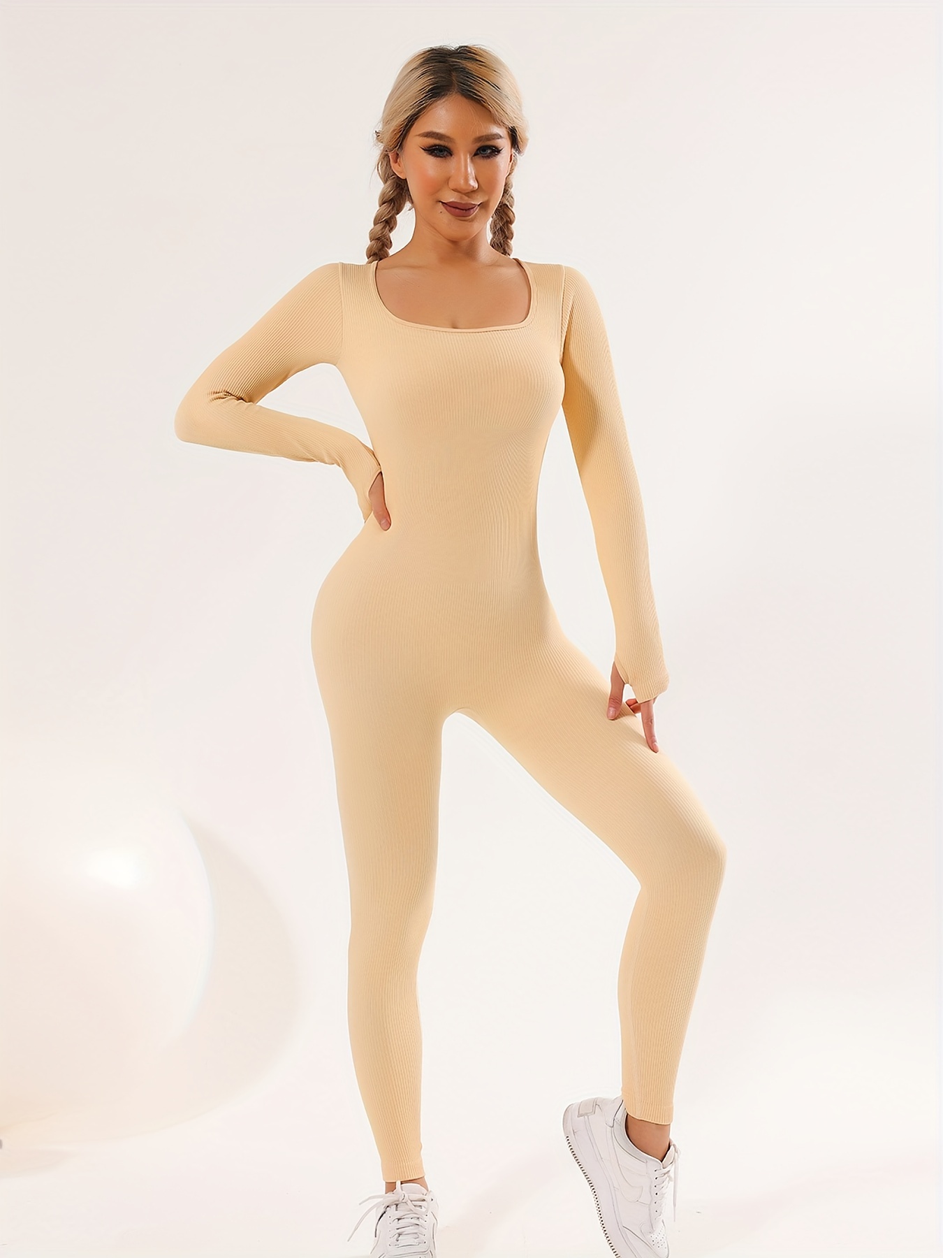 Womens Jumpsuits Seamless Long Sleeve Bodysuit Shapewear Thong Sculpting  Body Shaper Romper White XL 