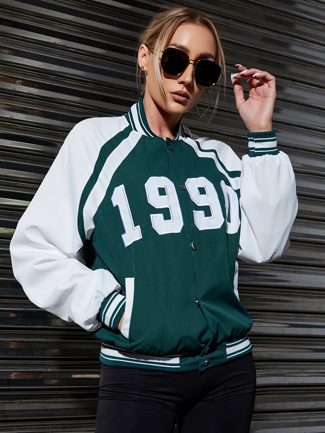 1990 Retro Uniform Y2k Bomber Jacket Button Long Sleeve - Temu