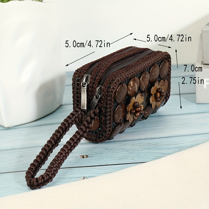 Coconut Shell Beaded Clutches for Women, Purse, Handmade Natural Style