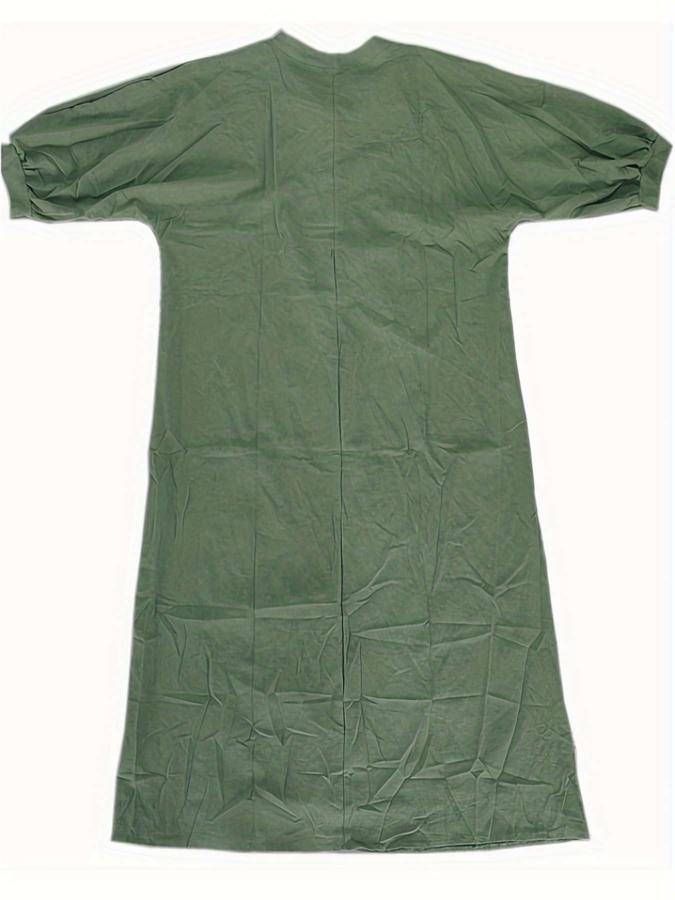 Vestido camisero de algodón y lino para mujer, vestido largo casual suelto,  vestido casual de verano (verde, L)