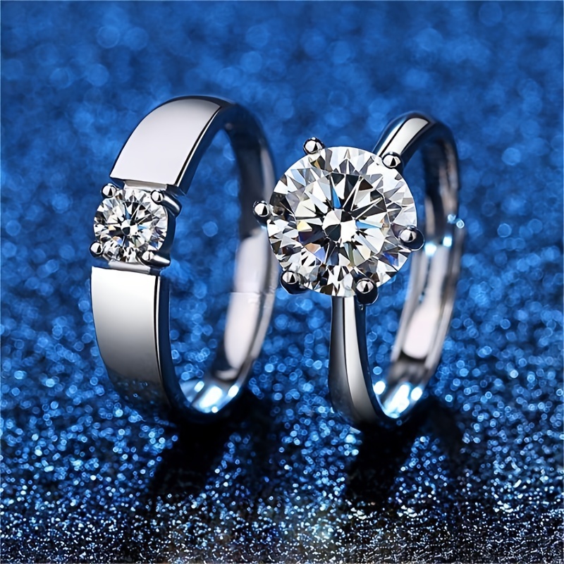 Couple Rings Classic Style White Plated 925 Silver - Temu