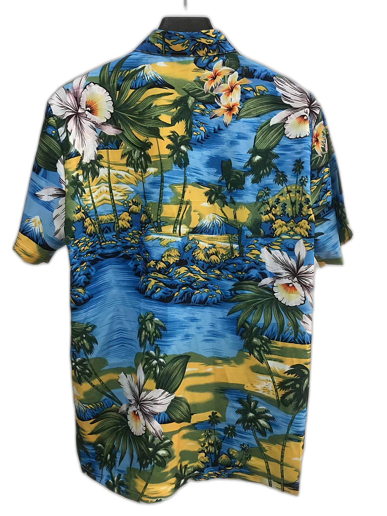 blue hawaiian shirt men's summer casual hawaii floral print shirt