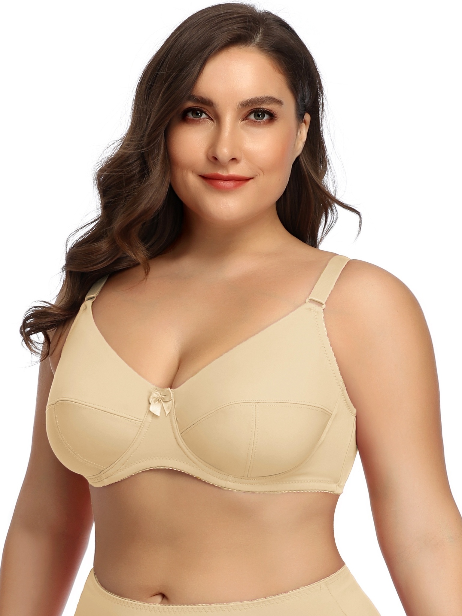  Womens Minimizer Bra Plus Size Unlined Full Coverage Smooth  Underwire Support True Red 42C