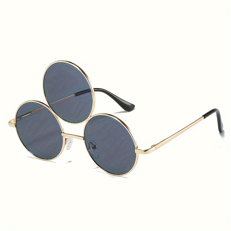 1pc Personality Unique Three Eyes Design Fashion Dress Up Glasses Metal Frame Decoration Sunglasses, Suitable for Event Holiday Travel Use Y2K