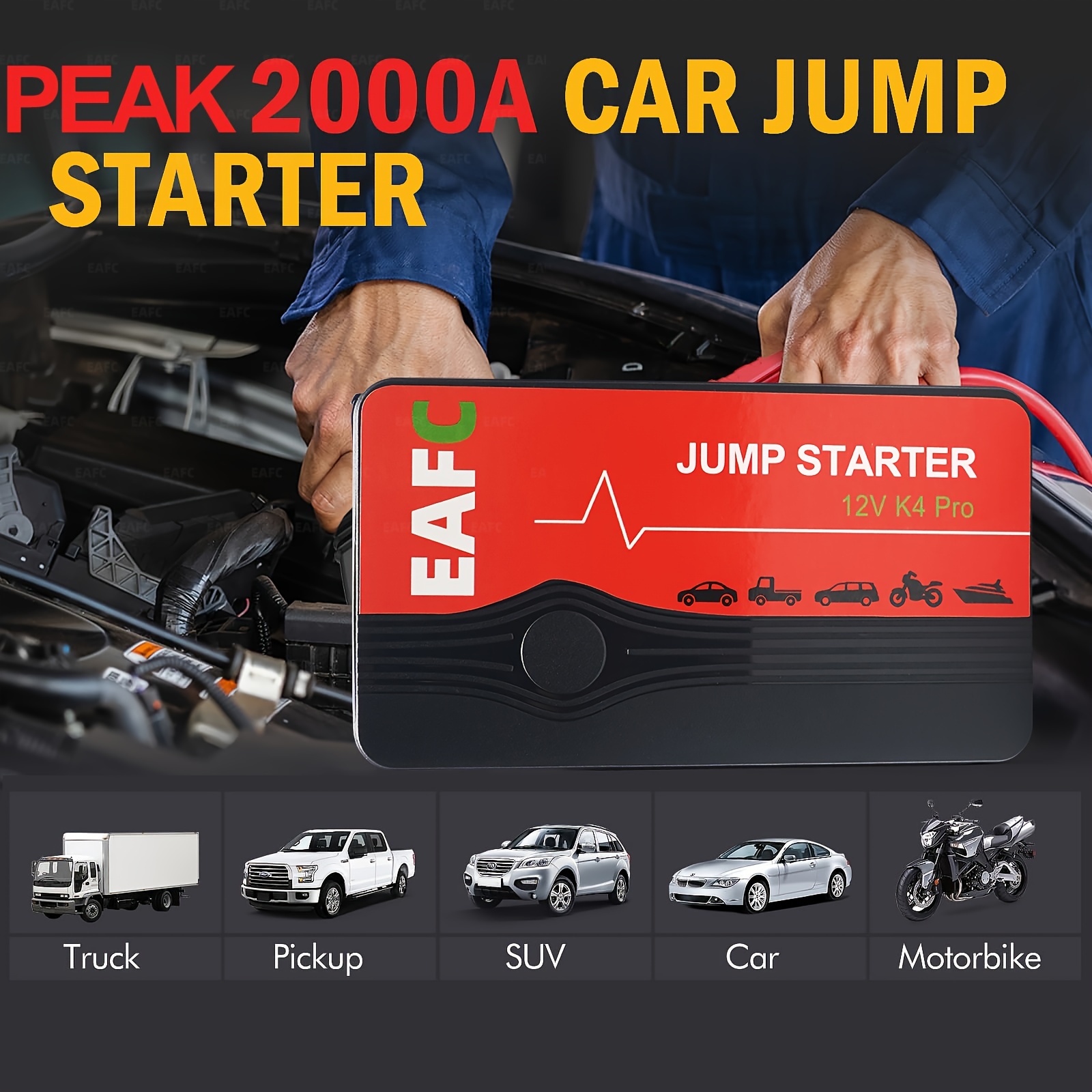 Power Jump Starter, S901 Tragbarer Autostarter, 12V 1500A Peak 14000MAh  Tragbares Power Pack, Automatischer Batterie Booster, für 7,2L Benzin 5,5L  Dieselmotoren. : : Auto & Motorrad