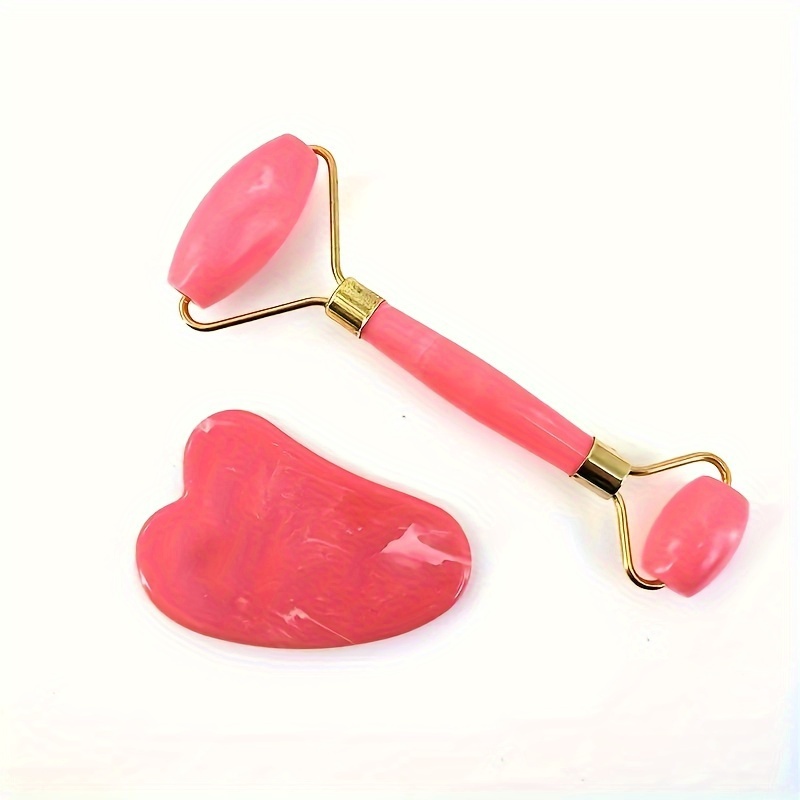 Face Roller Gua Sha Set - Heart Shape Guasha Board Double Head Massage ...