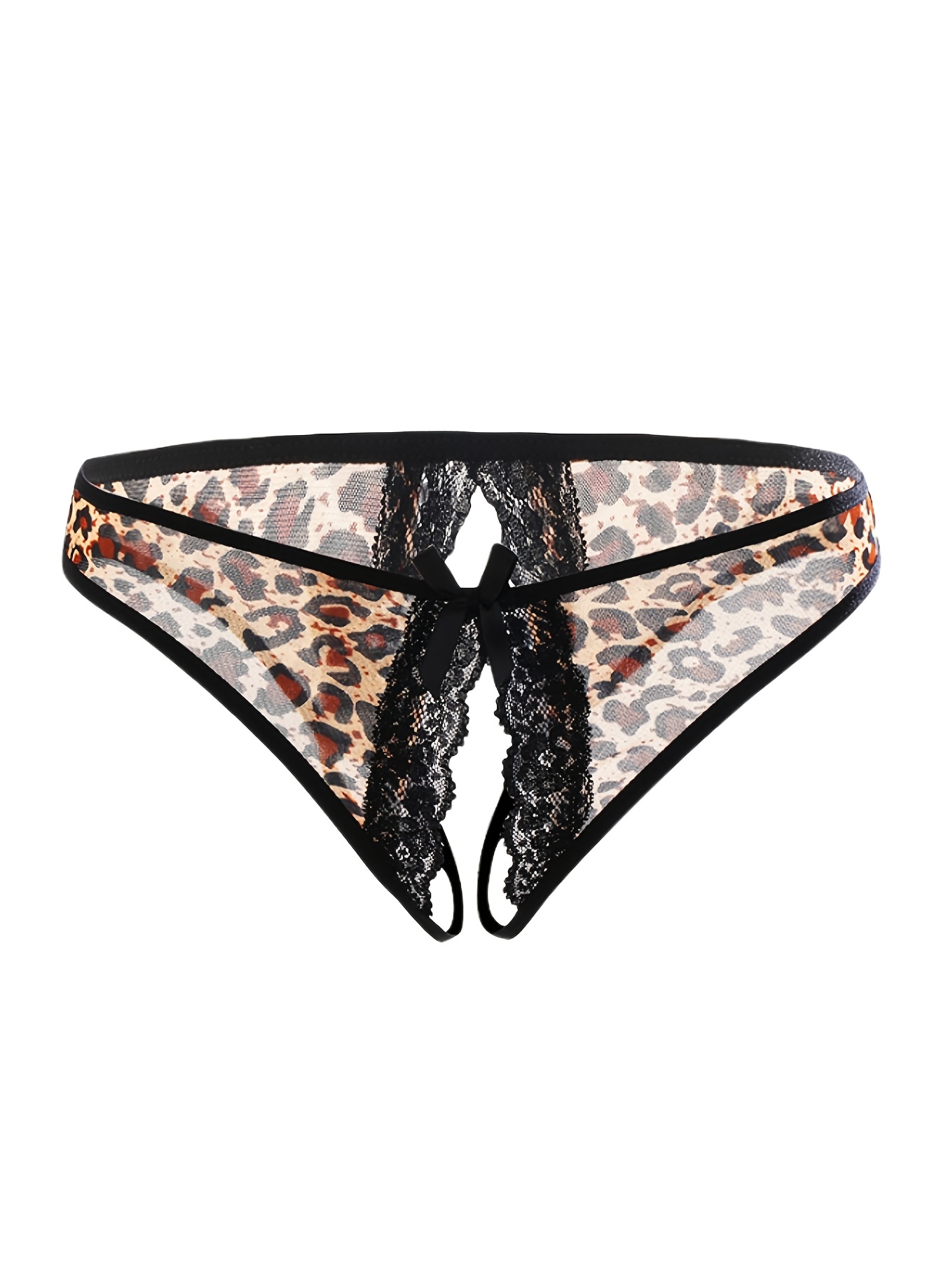 Contrast Lace Leopard Panties Erotic Open Crotch Mesh - Temu Portugal