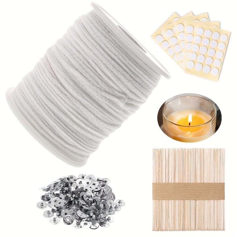 Candle Wick Roll, 200ft 24-ply Braided Wick Spools, 50pcs Candle Wick  Holders, 100pcs Metal Support Sheets, 100pcs Candle Wire Stickers For  Candle DIY