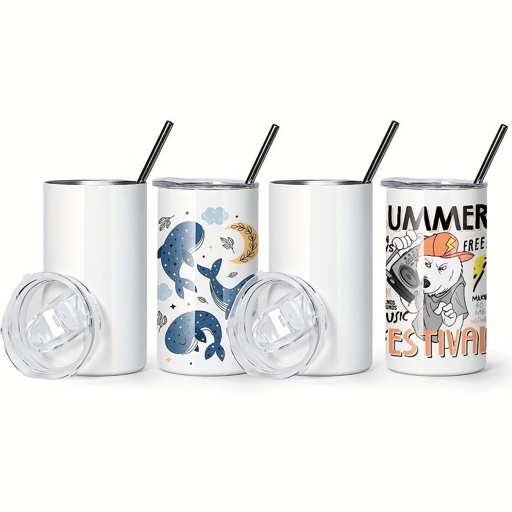 Sublimation Tumblers Blanks With Lids And Straws, Stainless Steel