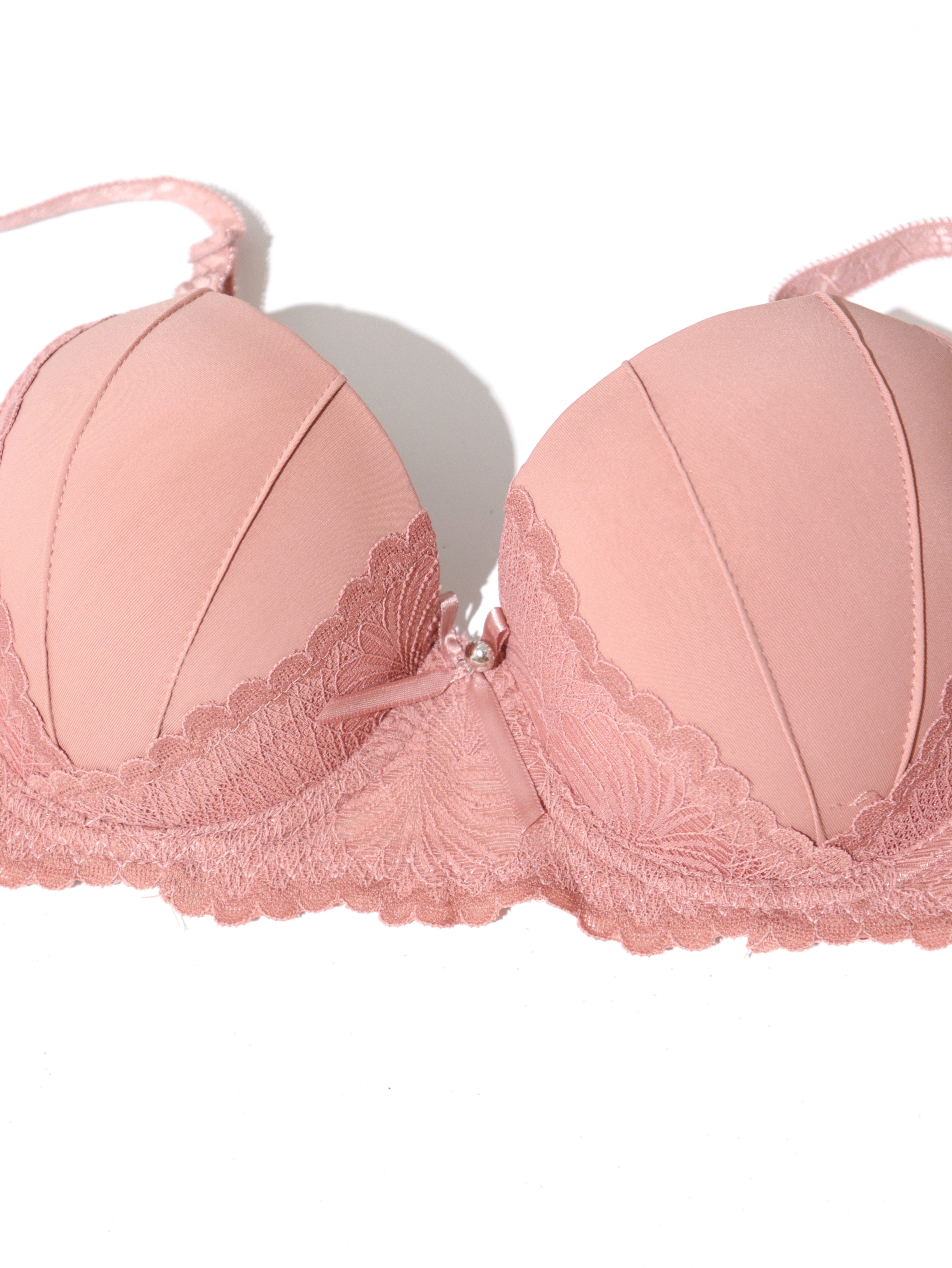 Ardene Contrast Lace Push-Up Bra in Light Pink, Size 34C