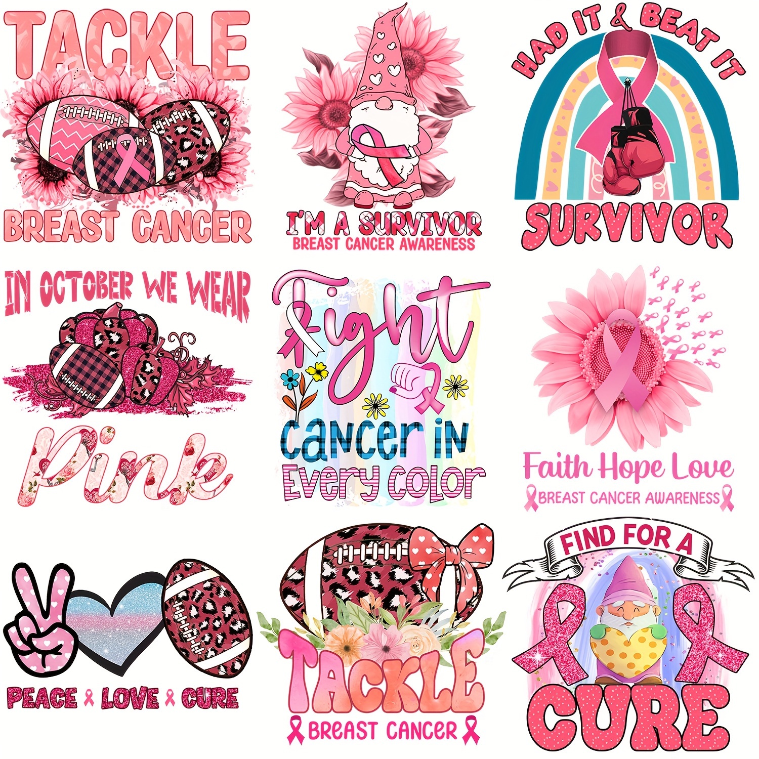 New Arrival Breast Cancer Designs Diy Iron Transfer Stickers - Temu