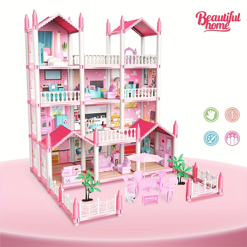  Dream Doll House - Juguetes para niñas de 4 pisos, 12