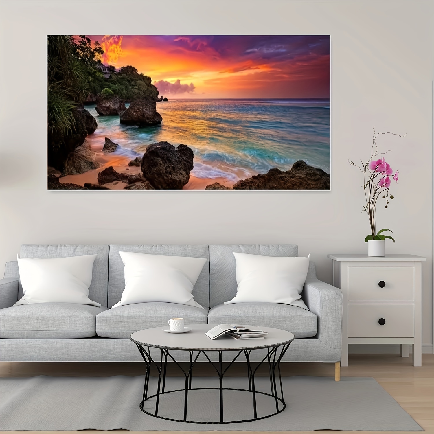 Artificial Diamond Art Painting 5d Beach Sunset Crystal - Temu