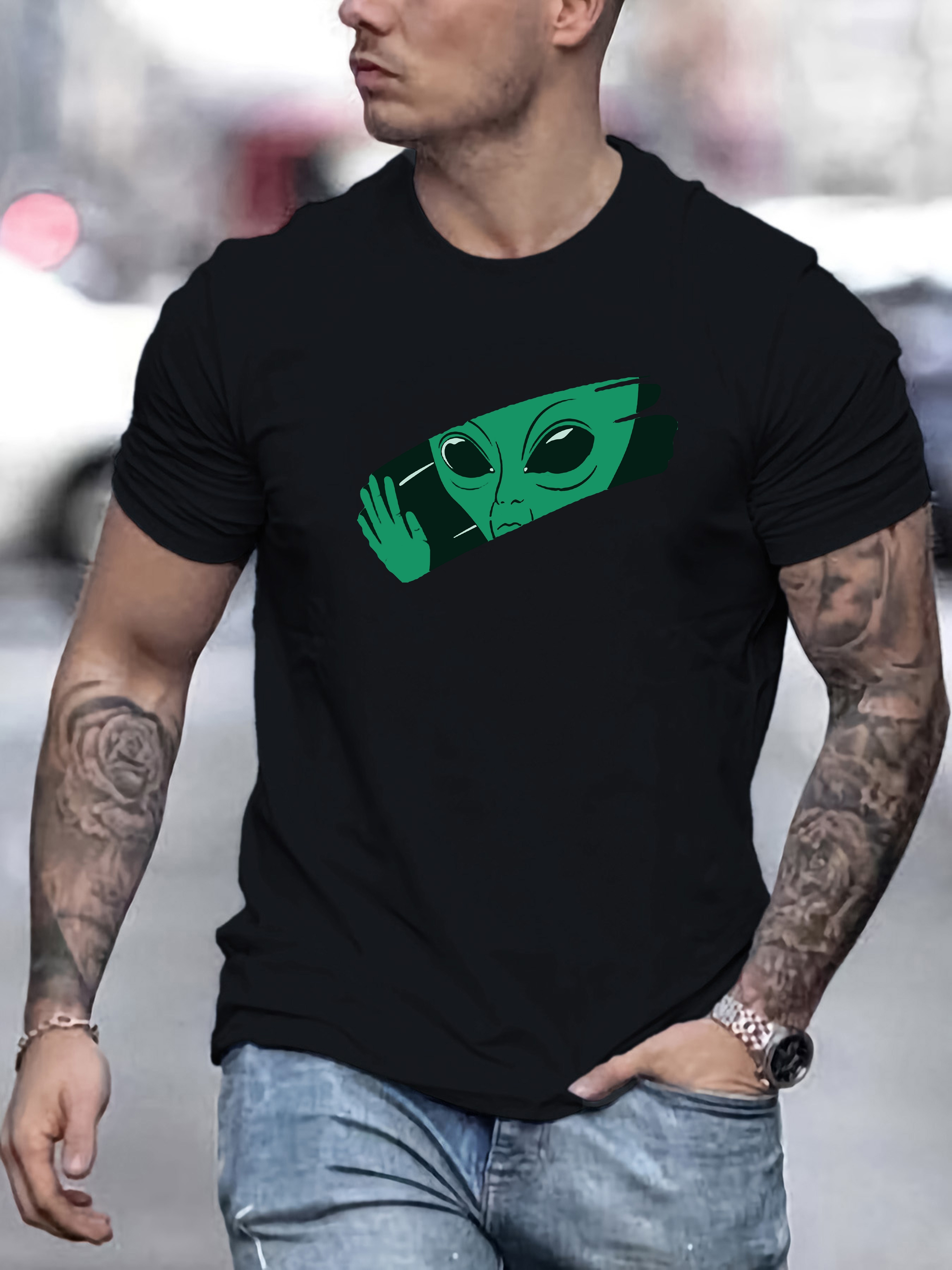 Melting Cartoon Face Alien Pattern Print Men's T shirt - Temu Canada