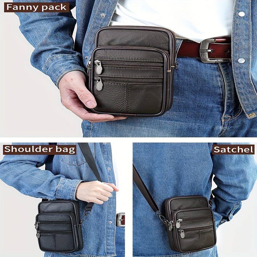 Men's Vintage Genuine Leather Waist Bag High Quality Multifunction  Crossbody Pouch Mobile Phone Bag Sports Bag - Temu
