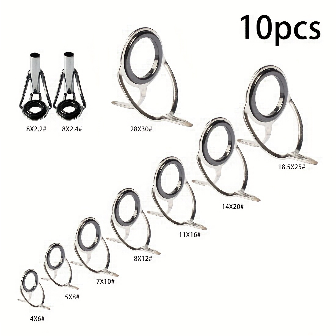 250pcs/lot Stainless Steel Double Loop Fishing Ring 5 Size Mixed