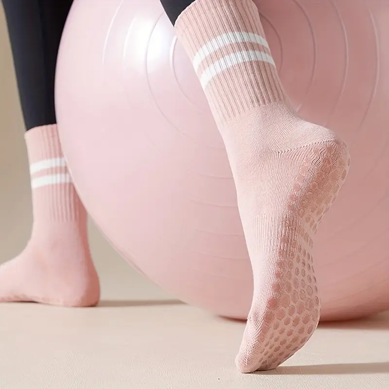 Silicone Yoga Socks Non Slip Striped Sports Socks Grips In - Temu