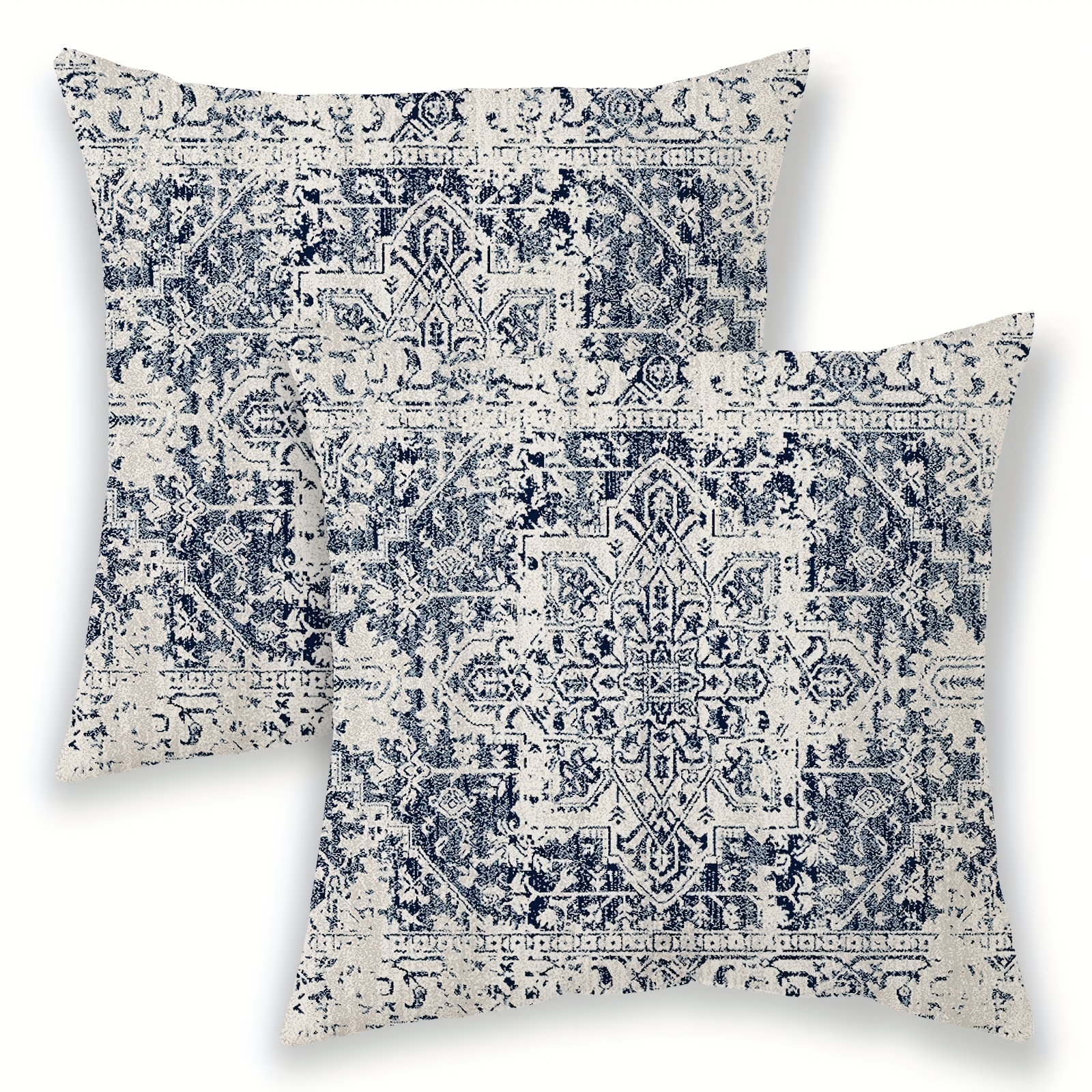 Navy Blue Throw Pillow Covers Decorative Boho Floral Pillow - Temu