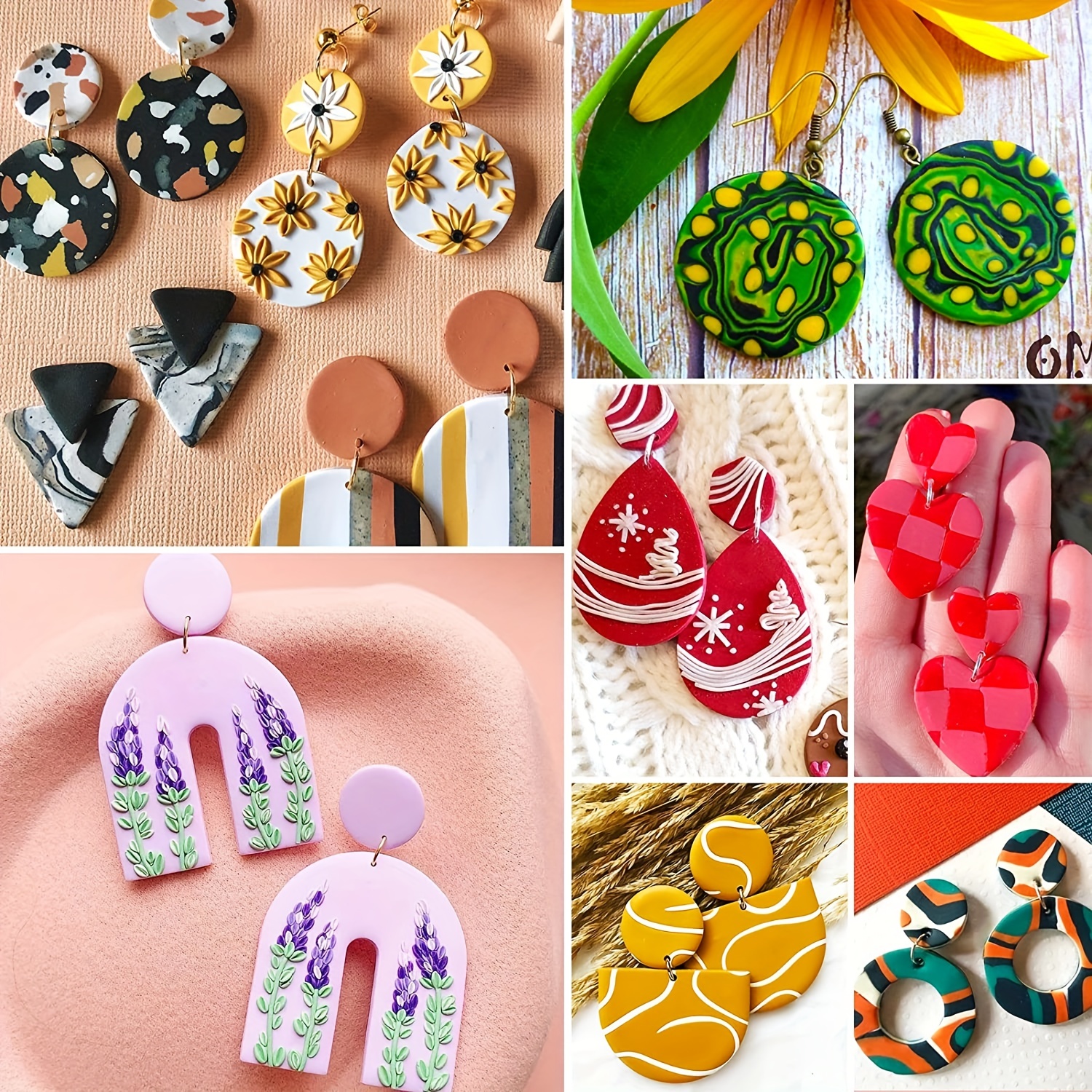 24-Piece Clay Earring Cutter Set with Storage Bag & Back Card Paper