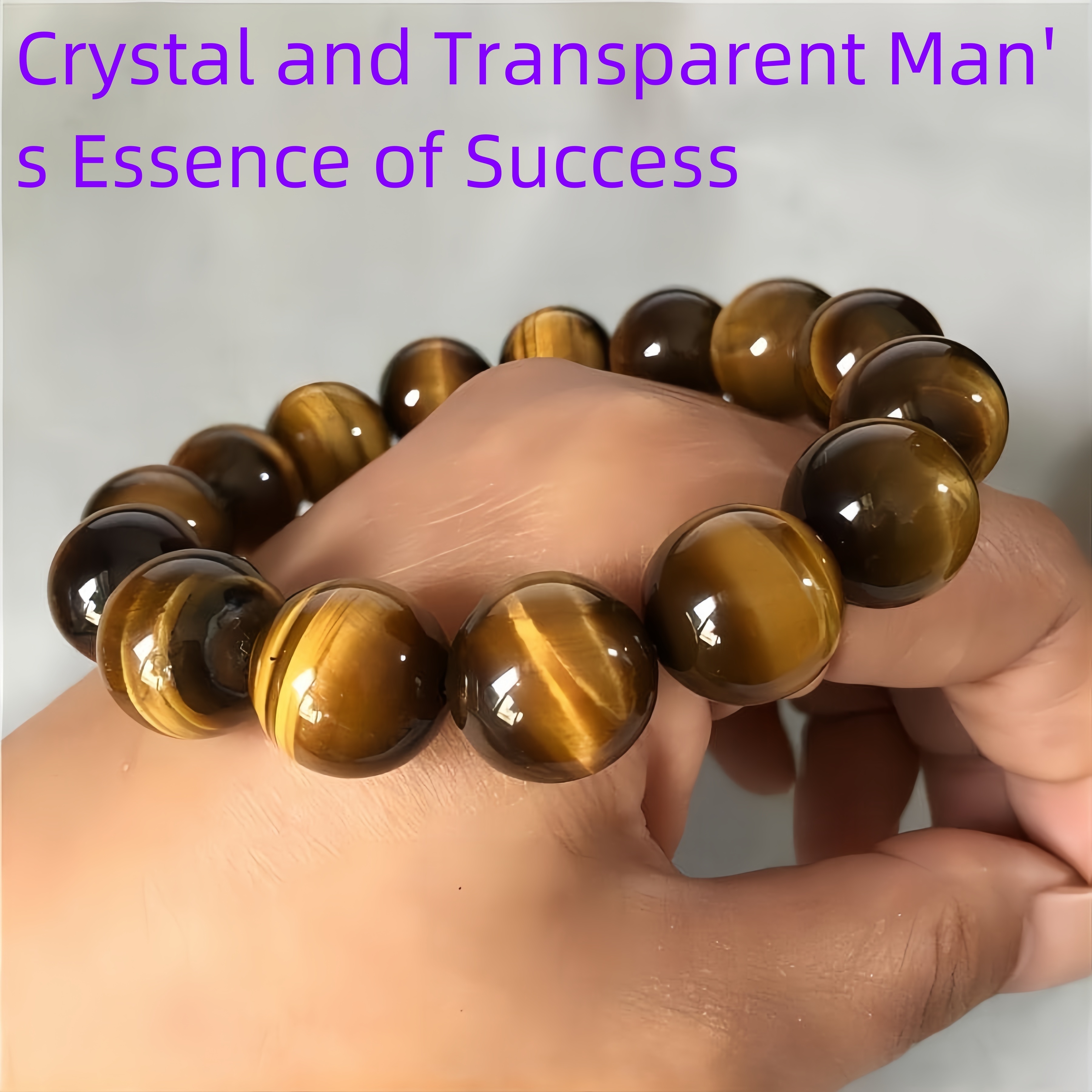 

20mm Natural Large Tiger Eye Bracelet, Men And Women Healing Energy Stretching Yellow Tiger Eye 11 High-quality Large Bead Bracelet, Large Bracelet, Massage Acupoints Gift, Father's Day Gift