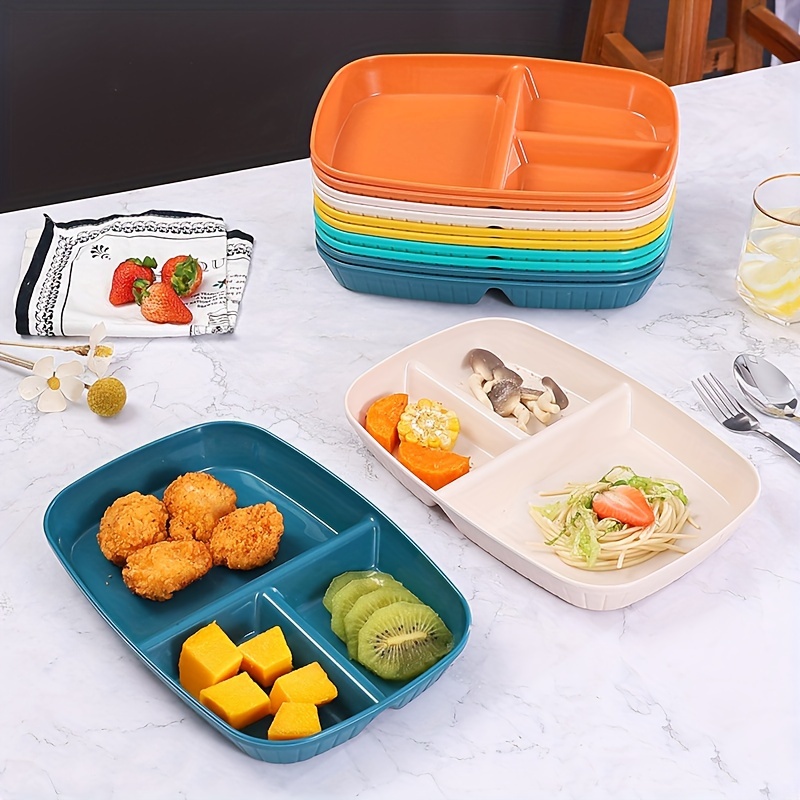 Rectangle 3 Divided Plate Compartment Plate For Food Plastic Salad Dinner  Plates Dinnerware Plate Serving Plate