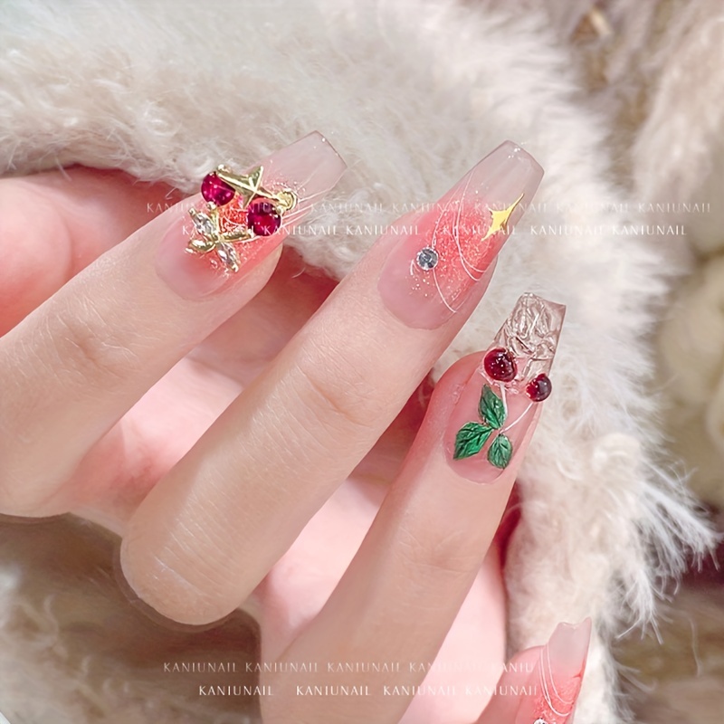 3d Nail Rhinestones, Cherry Nail Charms Fruit Luxury Cherry Design