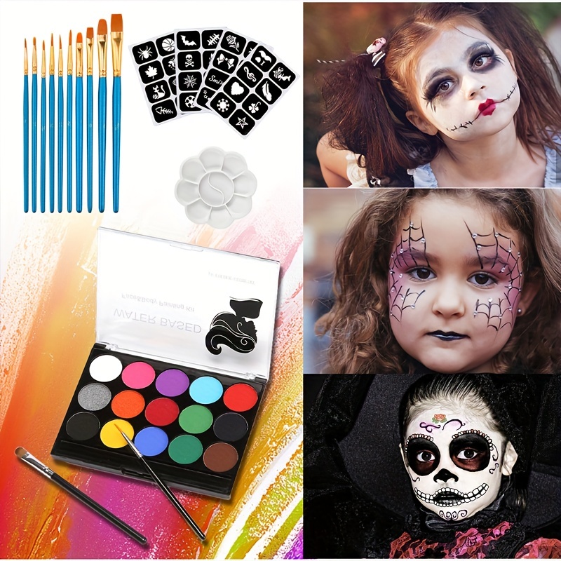 CCbeauty Devil Red Face Paint Stick Face Painting Kit Non Toxic SFX Makeup  Clown Skull Halloween Costume Cosplay Professional FX Body Paint Stick Full  Coverage Painting Foundation With Makeup Sponge