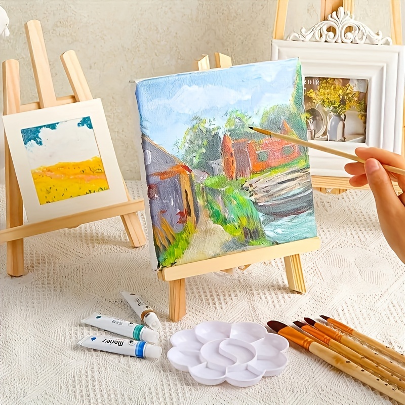 Mini Canvas and Easel Set with Mini Watercolor Paint in Bulk Set