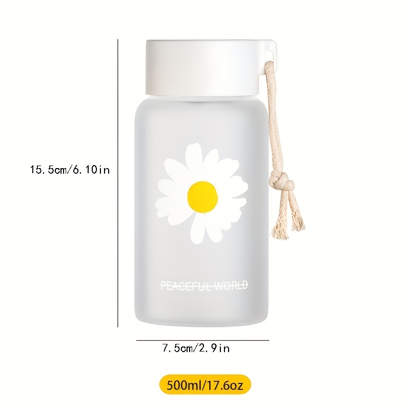 500ml Small Daisy Cute Frosted Plastic Water Bottles Creative