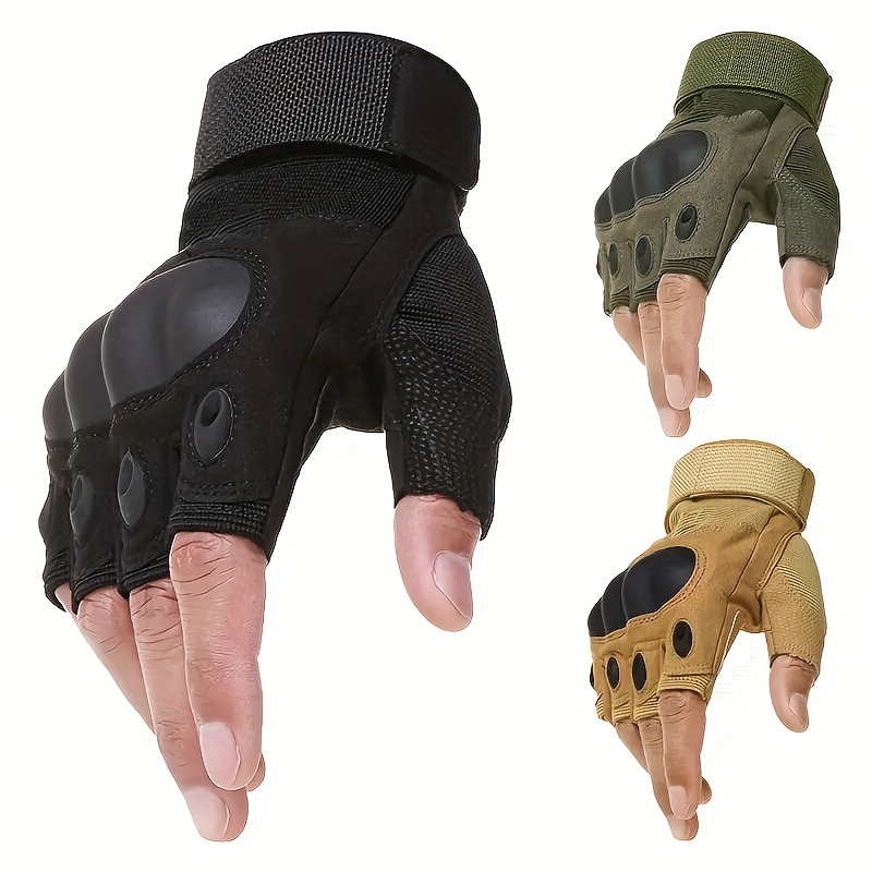 1pair Wear-resistant Anti-skid Half Finger Black Nylon Gloves For Men,  Suitable For Hunting, Motorcycling, Climbing, Hiking, Camping And Other  Outdoor Activities