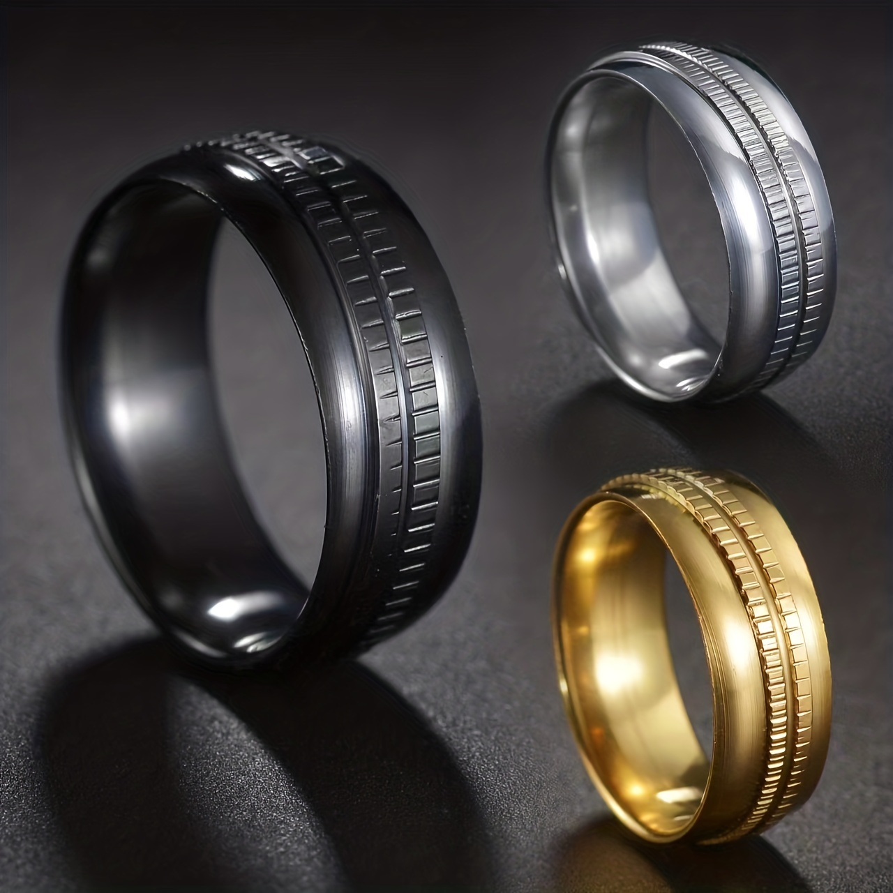 Stainless Steel Men's Ring Tire Shape Birthday
